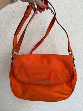Michael Kors Bright Orange Shoulder Bag with Gold Hardware